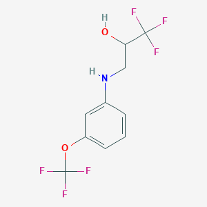 molecular formula C10H9F6NO2 B8317044 3-[(3-Trifluoromethoxyphenyl)amino]-1,1,1-trifluoro-2-propanol 