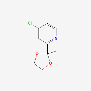 molecular formula C9H10ClNO2 B8317131 4-Chloro-2-(2-methyl-1,3-dioxolan-2-yl)pyridine 