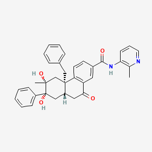 molecular formula C35H34N2O4 B8317143 2-Phenanthrenecarboxamide, 4b,5,6,7,8,8a,9,10-octahydro-6,7-dihydroxy-6-methyl-N-(2-methyl-3-pyridinyl)-10-oxo-7-phenyl-4b-(phenylmethyl)-, (4bR,6R,7R,8aS)- CAS No. 1206876-95-0