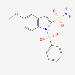 molecular formula C15H14N2O5S2 B8317153 5-Methoxy-1-benzenesulfonyl-2-sulfamoylindole 