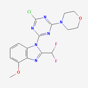 molecular formula C16H15ClF2N6O2 B8317245 1-[4-Chloro-6-(morpholin-4-yl)-1,3,5-triazin-2-yl]-2-(difluoromethyl)-4-methoxy-1H-benzimidazole CAS No. 1188914-98-8