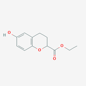 molecular formula C12H14O4 B8317257 ethyl 3,4-dihydro-6-hydroxy-2H-1-benzopyran-2-carboxylate 