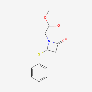 molecular formula C12H13NO3S B8317265 Methyl (4-phenylthio-2-oxoazetidin-1-yl)acetate 