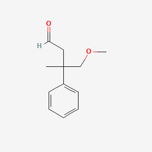molecular formula C12H16O2 B8317310 4-Methoxy-3-methyl-3-phenylbutyraldehyde 