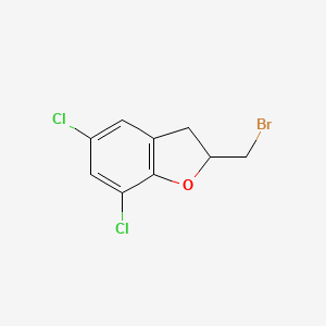 molecular formula C9H7BrCl2O B8317336 5,7-Dichloro-2,3-dihydrobenzofuran-2-ylmethyl bromide 