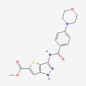 molecular formula C18H18N4O4S B8317484 methyl 3-[(4-morpholin-4-ylbenzoyl)amino]-1H-thieno[3,2-c]pyrazole-5-carboxylate 