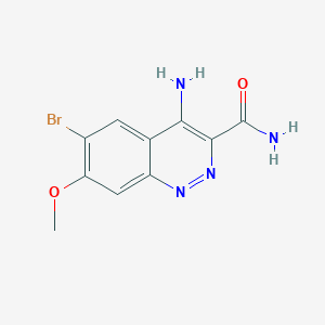molecular formula C10H9BrN4O2 B8317590 4-Amino-6-bromo-7-methoxycinnoline-3-carboxamide 