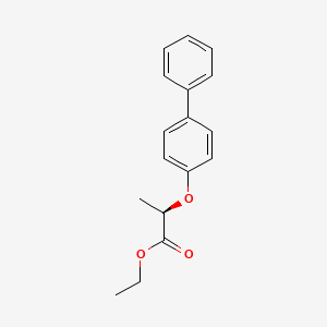molecular formula C17H18O3 B8317606 (R)-2-(4-Biphenylyloxy)propionic acid ethyl ester 