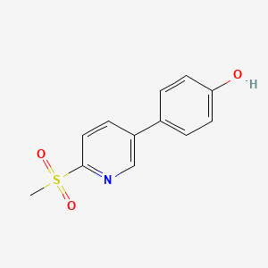 molecular formula C12H11NO3S B8317654 4-(6-(Methylsulfonyl)pyridin-3-yl)phenol 