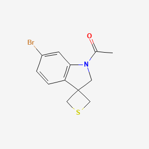 molecular formula C12H12BrNOS B8317728 1-Acetyl-6-bromo-1,2-dihydrospiro[indole-3,3'-thietane] 