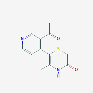 molecular formula C12H12N2O2S B8317740 5-methyl-6-(3-acetyl-4-pyridinyl)-2H-1,4-thiazin-3(4H)-one 
