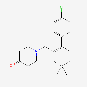 molecular formula C20H26ClNO B8317745 1-[2-(4-Chloro-phenyl)-5,5-dimethyl-cyclohex-1-enylmethyl]-piperidin-4-one 