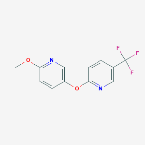 molecular formula C12H9F3N2O2 B8317882 Pyridine, 2-[(6-methoxy-3-pyridinyl)oxy]-5-(trifluoromethyl)- 