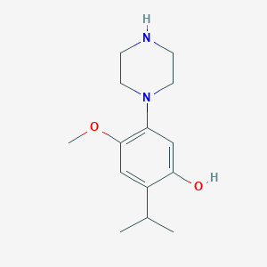 molecular formula C14H22N2O2 B8317938 2-Isopropyl-4-methoxy-5-piperazin-1-yl-phenol 
