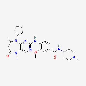 B8317964 4-[(9-cyclopentyl-5,8-dimethyl-6-oxo-7,8-dihydropyrimido[4,5-b][1,4]diazepin-2-yl)amino]-3-methoxy-N-(1-methyl-4-piperidinyl)benzamide CAS No. 1001343-34-5