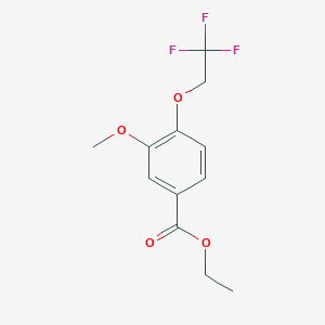 molecular formula C12H13F3O4 B8317994 Ethyl 3-methoxy-4-(2,2,2-trifluoroethoxy)benzoate 