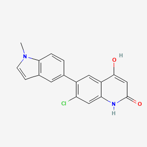 molecular formula C18H13ClN2O2 B8318052 7-chloro-4-hydroxy-6-(1-methyl-1H-indol-5-yl)quinolin-2(1H)-one 