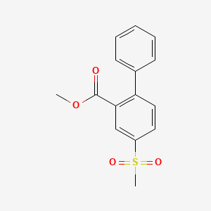 molecular formula C15H14O4S B8318160 4-Methanesulfonyl-biphenyl-2-carboxylic acid methyl ester 