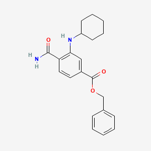 molecular formula C21H24N2O3 B8318317 Benzyl 4-(aminocarbonyl)-3-(cyclohexylamino)benzoate 