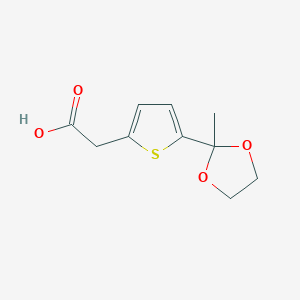 molecular formula C10H12O4S B8318366 [5-(2-Methyl-[1,3]dioxolan-2-yl)-thiophen-2-yl]-acetic acid 