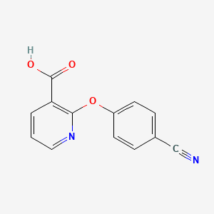 molecular formula C13H8N2O3 B8318387 2-(4-Cyanophenoxy)nicotinic acid 