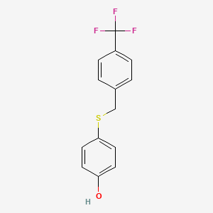 molecular formula C14H11F3OS B8318392 4-(4-Trifluoromethylbenzylsulfanyl)phenol 