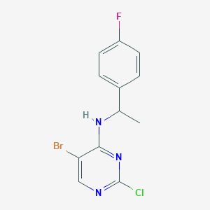 molecular formula C12H10BrClFN3 B8318566 (+)-5-bromo-2-chloro-N4-[1-(4-fluorophenyl)ethyl]-4-pyrimidineamine 