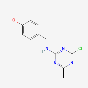 molecular formula C12H13ClN4O B8318603 4-chloro-N-(4-methoxybenzyl)-6-methyl-1,3,5-triazin-2-amine 