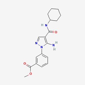 molecular formula C18H22N4O3 B8318606 Methyl 3-[5-amino-4-(cyclohexylcarbamoyl)pyrazol-1-yl]benzoate 