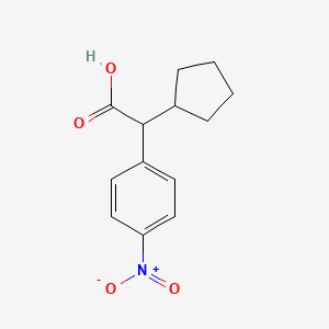 molecular formula C13H15NO4 B8318632 (+/-)-(4-Nitrophenyl)(cyclopentyl)acetic acid 