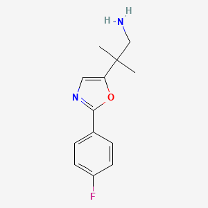 molecular formula C13H15FN2O B8318640 2-(2-(4-Fluorophenyl)oxazol-5-yl)-2-methylpropan-1-amine 