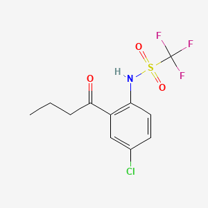 molecular formula C11H11ClF3NO3S B8318699 N-(2-butyryl-4-chlorophenyl)trifluoromethanesulfonamide 