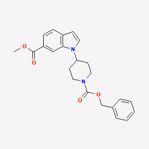molecular formula C23H24N2O4 B8318704 methyl 1-(1-benzyloxycarbonylpiperidin-4-yl)-1H-indole-6-carboxylate 