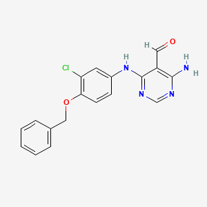 molecular formula C18H15ClN4O2 B8318711 4-[3-Chloro-4-(benzyloxy)anilino]-6-aminopyrimidine-5-carbaldehyde 