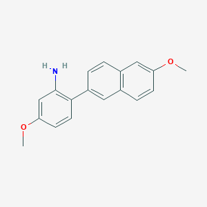 molecular formula C18H17NO2 B8318848 5-Methoxy-2-(6-methoxynaphthalen-2-yl)phenylamine 