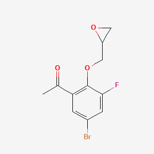 molecular formula C11H10BrFO3 B8318885 1-[5-Bromo-3-fluoro-2-(oxiran-2-ylmethoxy)phenyl]ethanone 