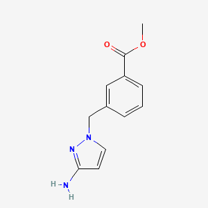 molecular formula C12H13N3O2 B8319214 3-(3-Amino-pyrazol-1-ylmethyl)-benzoic acid methyl ester 