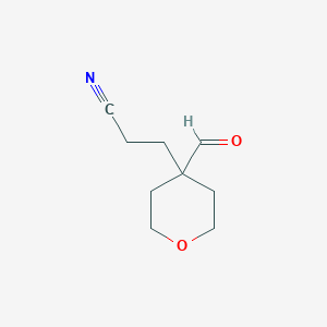 molecular formula C9H13NO2 B8319303 3-(4-formyltetrahydro-2H-pyran-4-yl)propanenitrile 