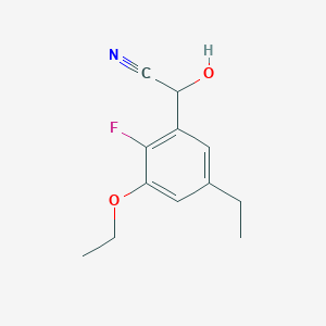 molecular formula C12H14FNO2 B8319452 2-(3-Ethoxy-5-ethyl-2-fluorophenyl)-2-hydroxyacetonitrile 