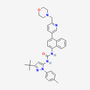 molecular formula C35H38N6O2 B8319691 Urea, N-[3-(1,1-dimethylethyl)-1-(4-methylphenyl)-1H-pyrazol-5-yl]-N'-[4-[6-(4-morpholinylmethyl)-3-pyridinyl]-1-naphthalenyl]- 