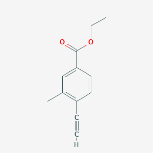 molecular formula C12H12O2 B8319862 Ethyl 4-ethynyl-3-methylbenzoate 