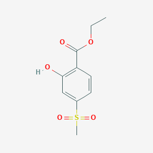 molecular formula C10H12O5S B8319956 2-Hydroxy-4-methanesulfonyl-benzoic acid ethyl ester CAS No. 435338-96-8