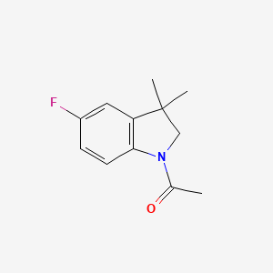 molecular formula C12H14FNO B8319977 1-acetyl-5-fluoro-2,3-dihydro-3,3-dimethyl-1H-Indole 