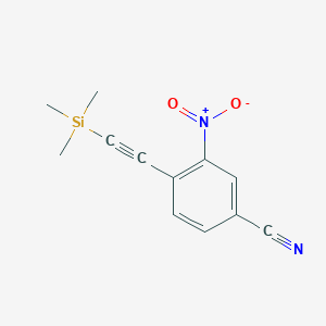 molecular formula C12H12N2O2Si B8320171 3-Nitro-4-[2-(trimethylsilyl)ethynyl]benzonitrile CAS No. 914106-27-7