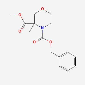 molecular formula C15H19NO5 B8320196 Methyl N-Cbz-3-methylmorpholine-3-carboxylate 