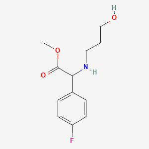 molecular formula C12H16FNO3 B8320232 (4-Fluoro-phenyl)-(3-hydroxy-propylamino)-acetic acid methyl ester 