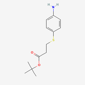 molecular formula C13H19NO2S B8320259 3-(4-Aminophenylthio)propionic acid t-butyl ester 