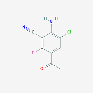 molecular formula C9H6ClFN2O B8320331 4-Acetyl-2-chloro-6-cyano-5-fluoroaniline 