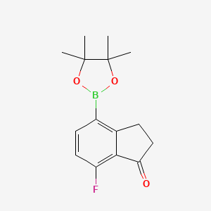 molecular formula C15H18BFO3 B8320343 7-fluoro-4-(4,4,5,5-tetramethyl-1,3,2-dioxaborolan-2-yl)-2,3-dihydro-1H-inden-1-one 