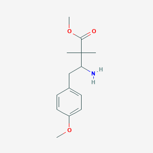 molecular formula C14H21NO3 B8320391 Methyl 3-amino-2,2-dimethyl-4-(p-methoxyphenyl)butyrate 